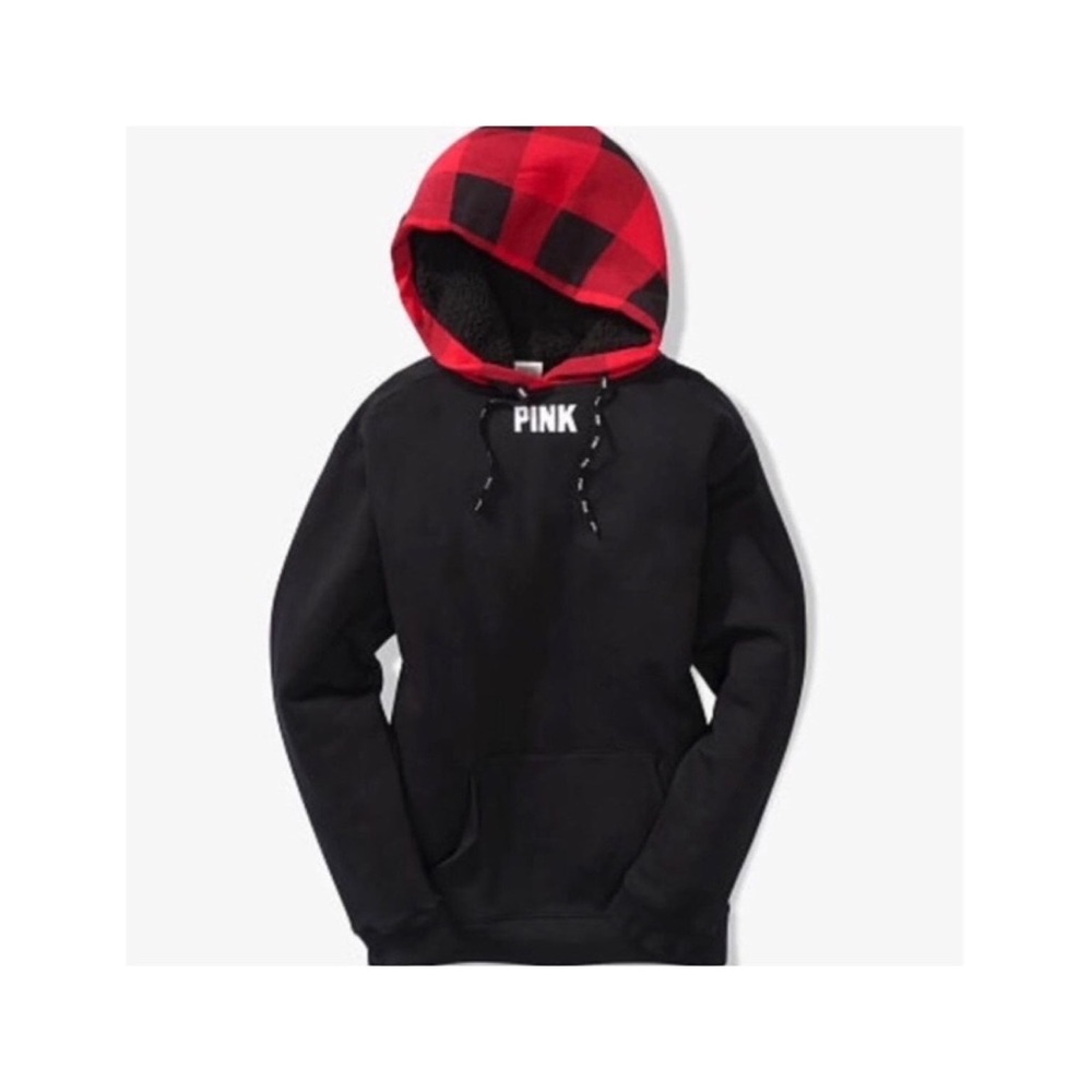 Victoria’s Secret PINK Red Plaid Sherpa Hoodie